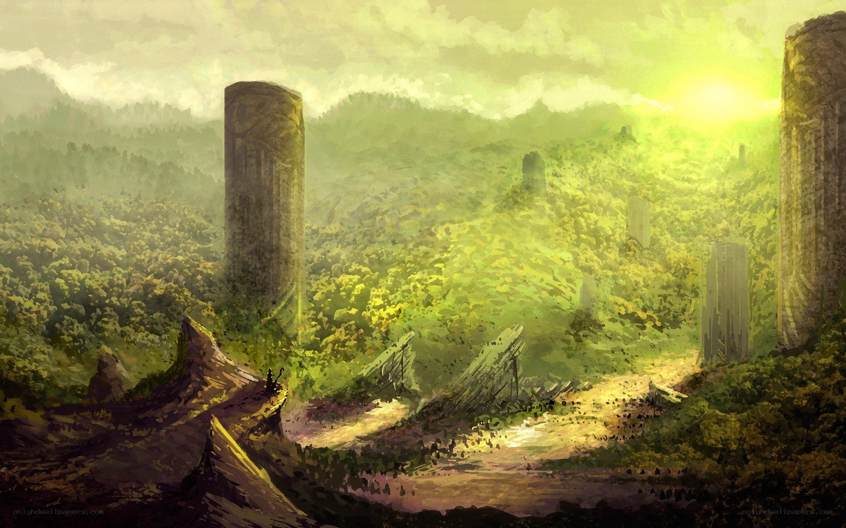 ancient ruins in a forest