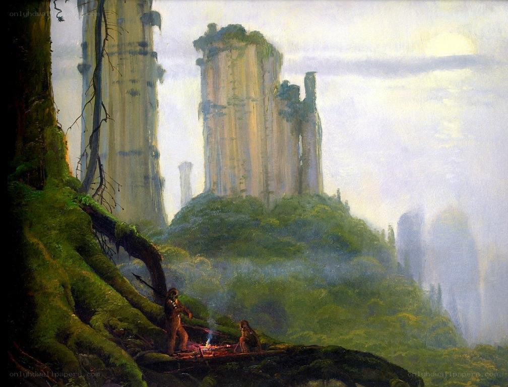 Ancient Ruins in a Misty Forest