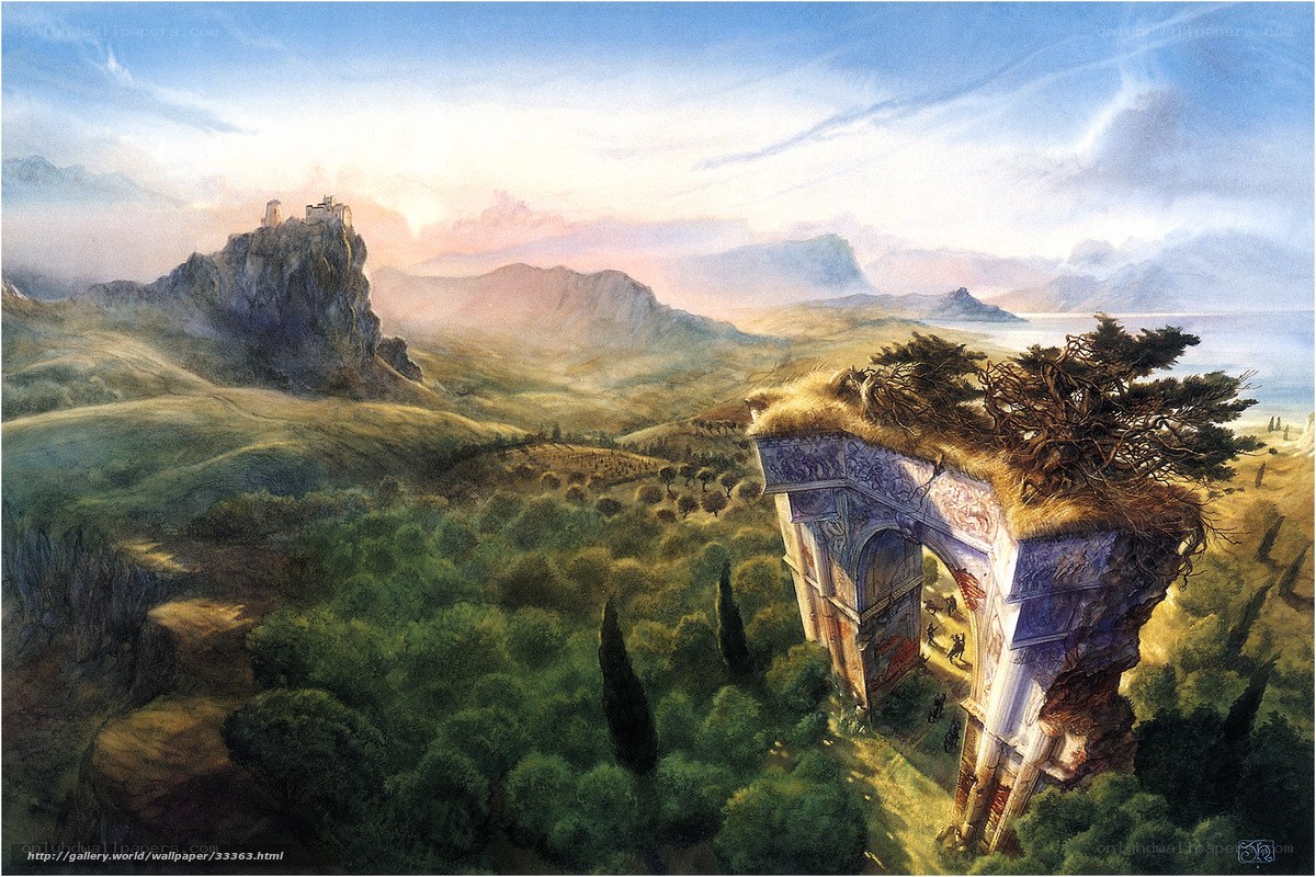 Ancient ruins in a mountain valley