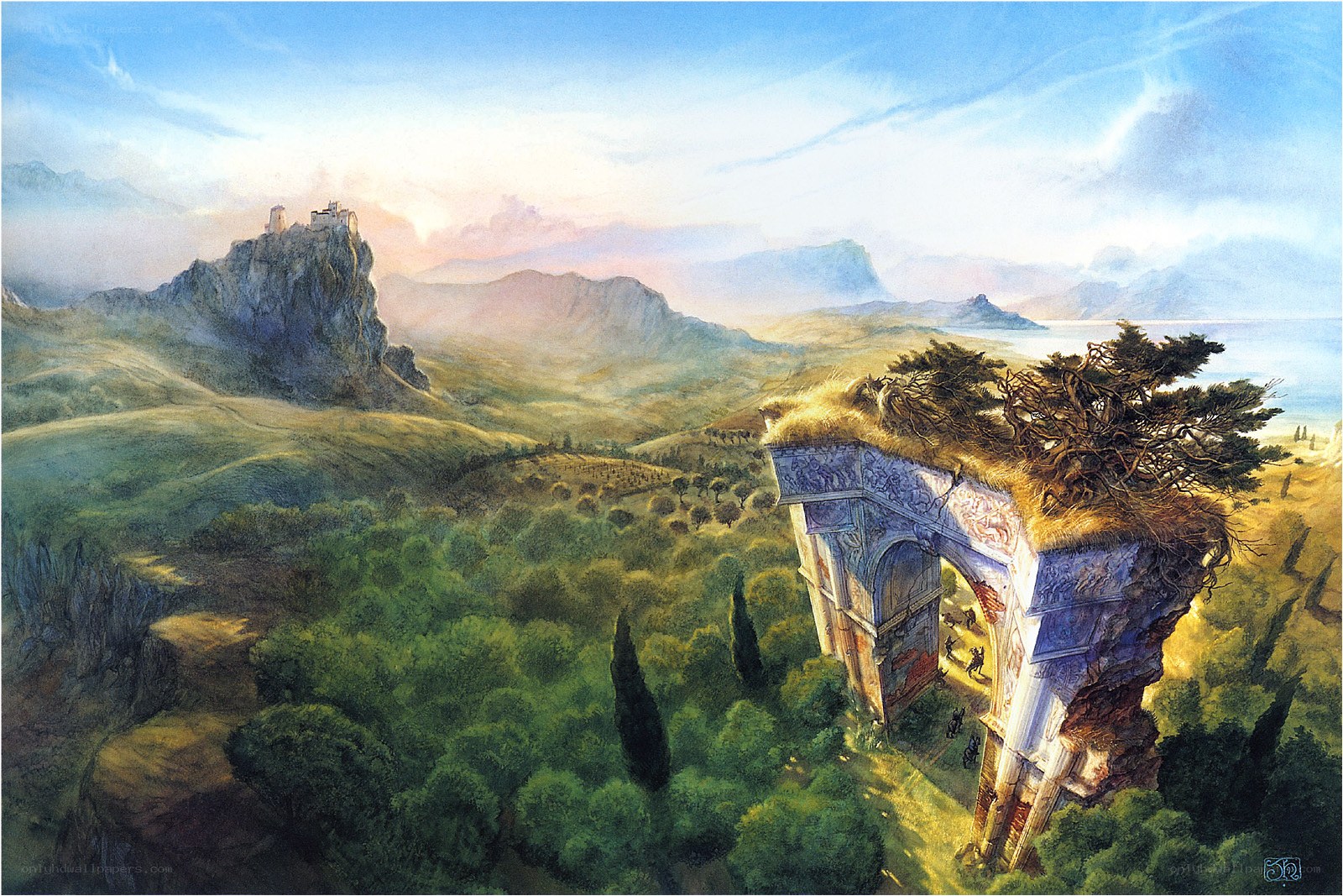 Ancient ruins in a mountainous landscape