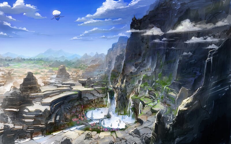 Ancient Ruins in Canyon — Blue