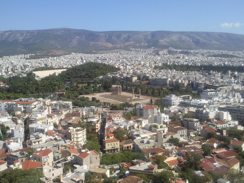Ancient Ruins in City — White
