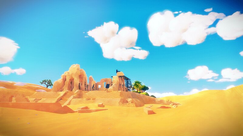 Ancient Ruins in Desert — Blue, Serene