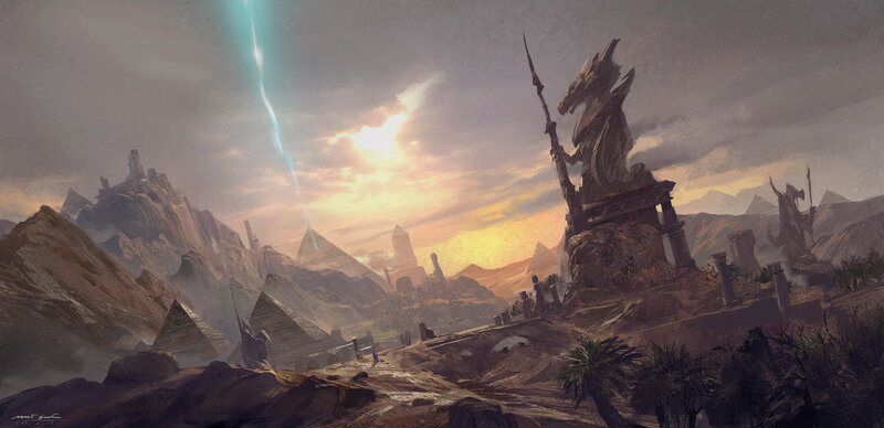 Ancient Ruins in Desert — Brown, Dramatic