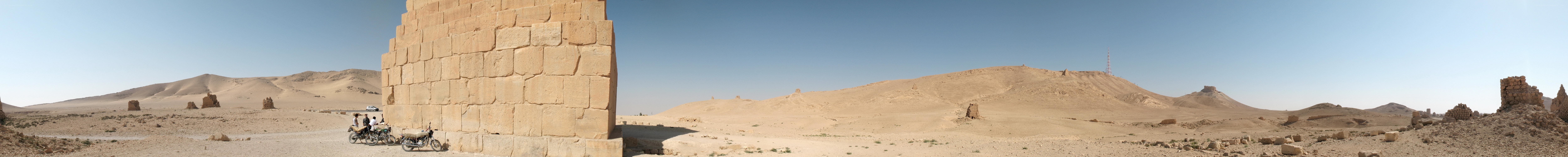 ancient ruins in desert landscape