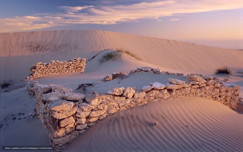 Ancient ruins in desert sands