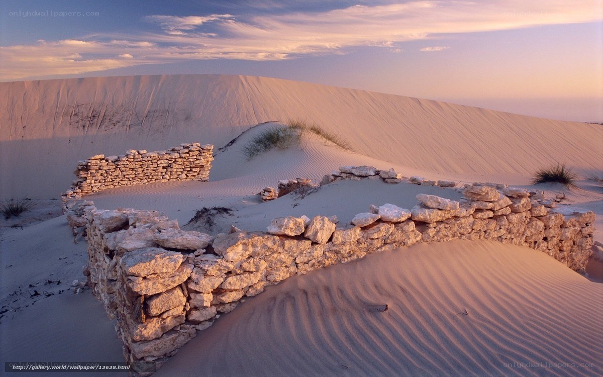 Ancient ruins in desert sands
