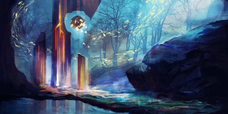 Ancient Ruins in Forest — Blue