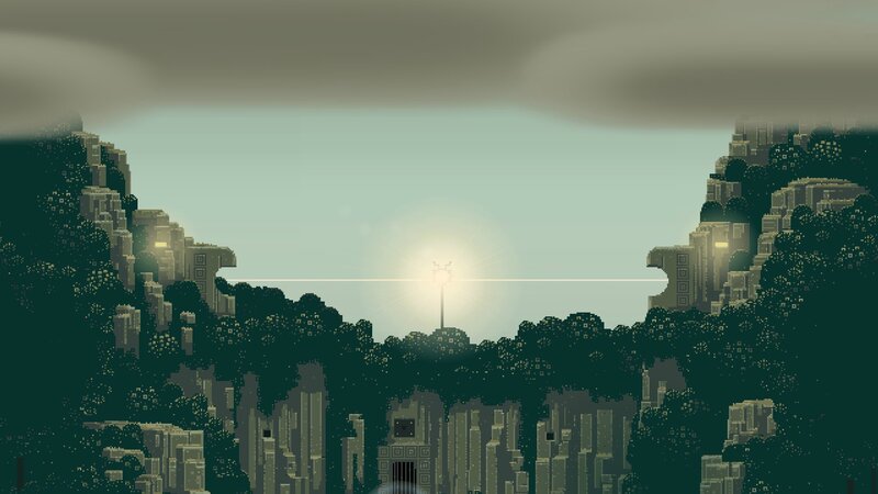 Ancient Ruins in Forest — Green, Serene, Sunset