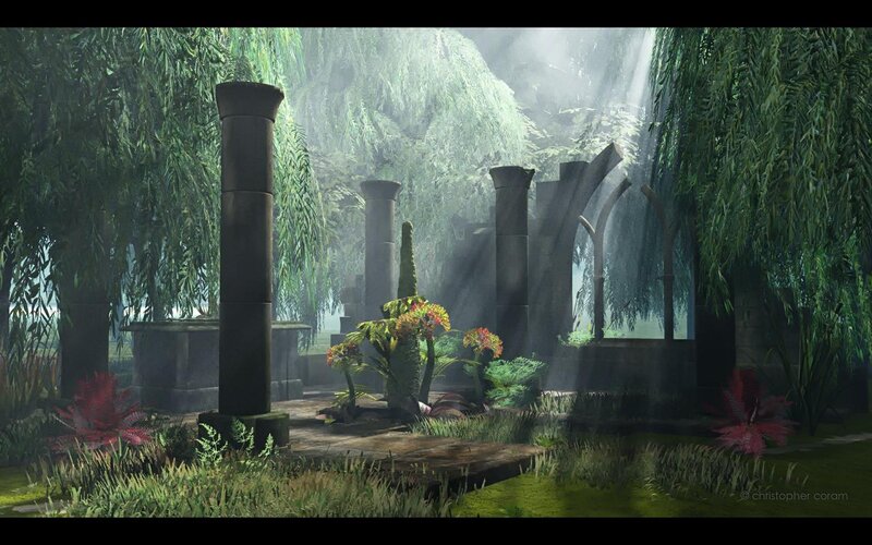 Ancient Ruins in Forest — Green, Serene