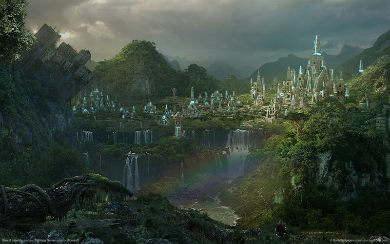 ancient ruins in jungle valley