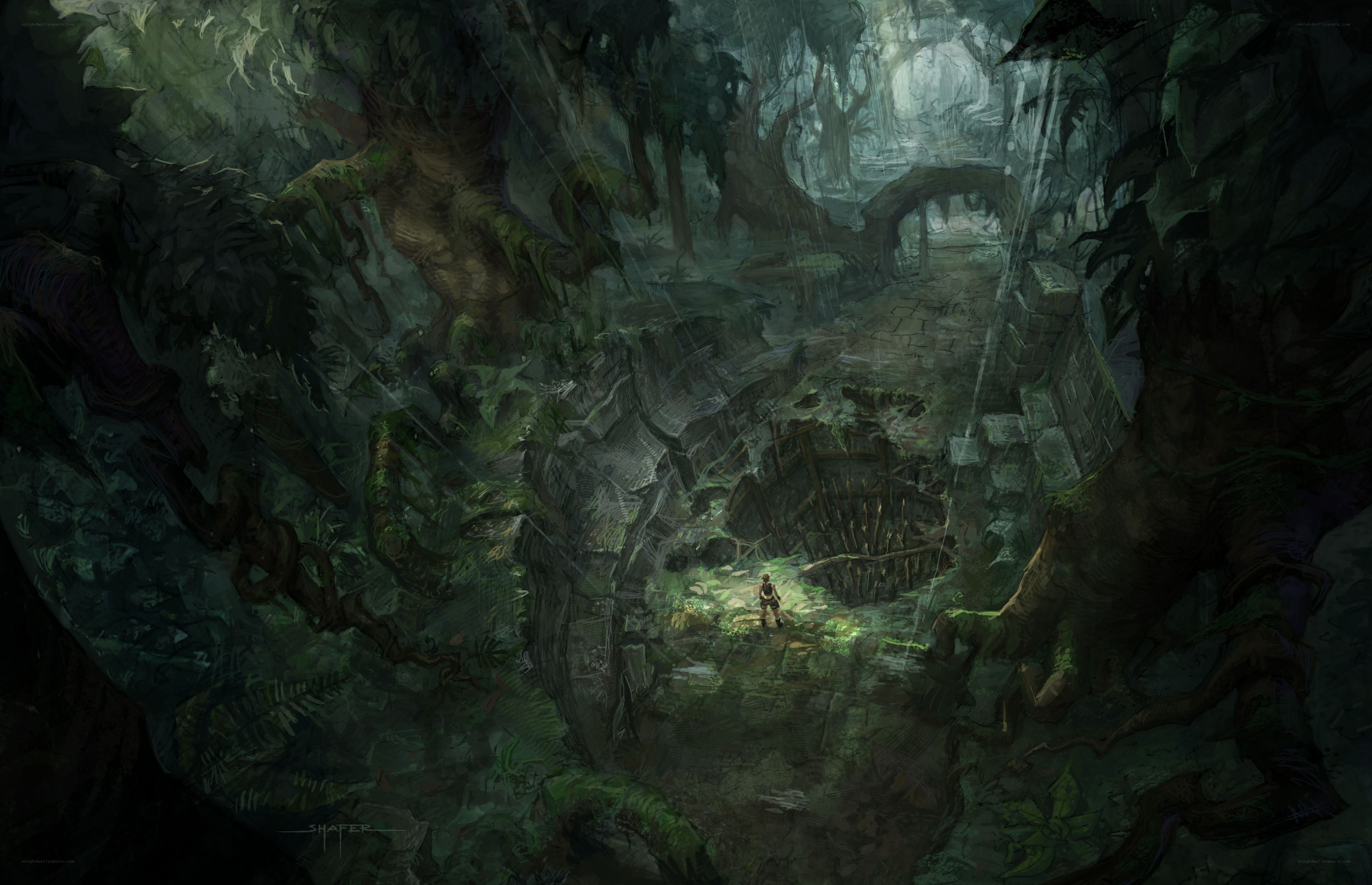 ancient ruins in jungle