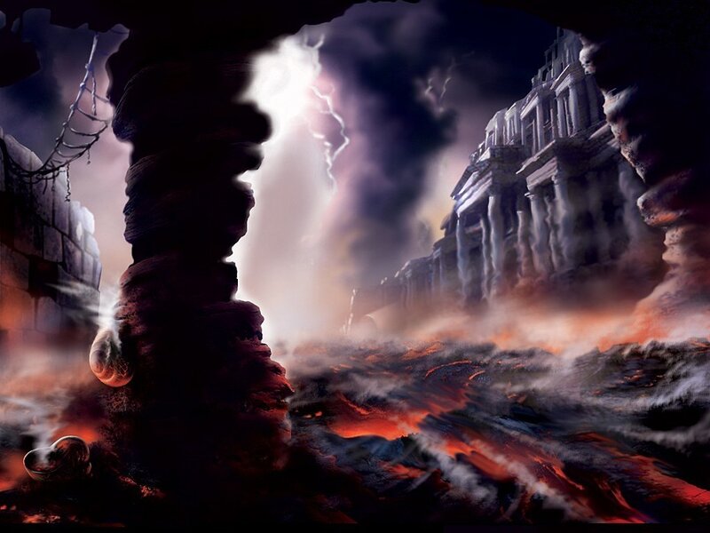 Ancient Ruins in Lava — Black