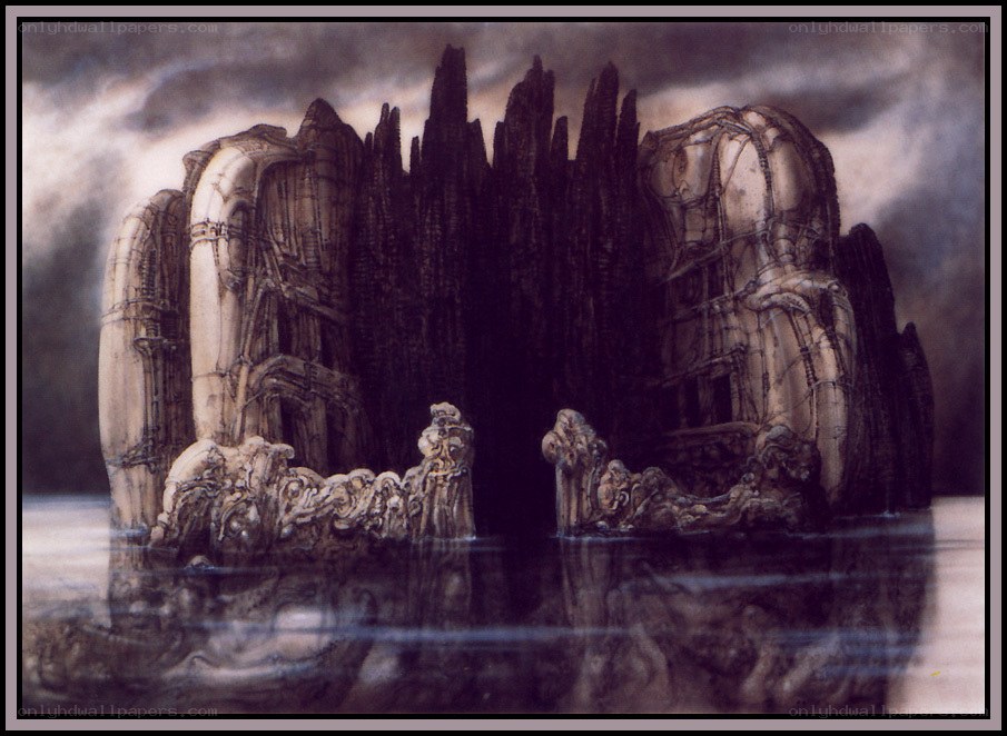 ancient ruins in misty water