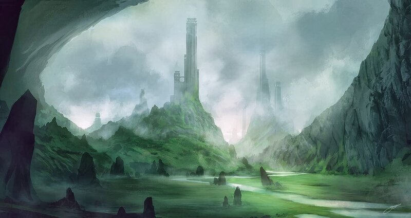 Ancient Ruins in Valley — Green