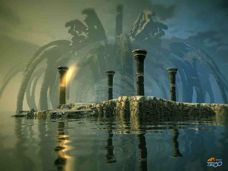 Ancient Ruins in Water — Gray