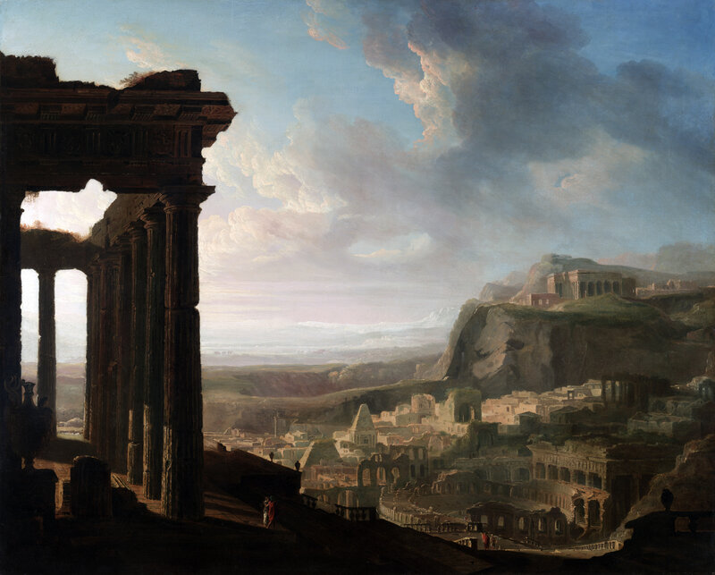 Ancient Ruins Landscape — Blue