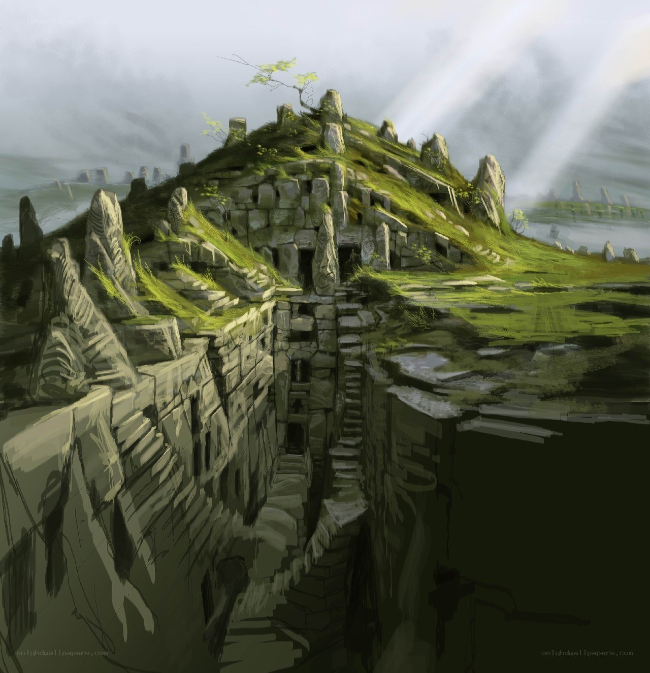 ancient ruins on a hill