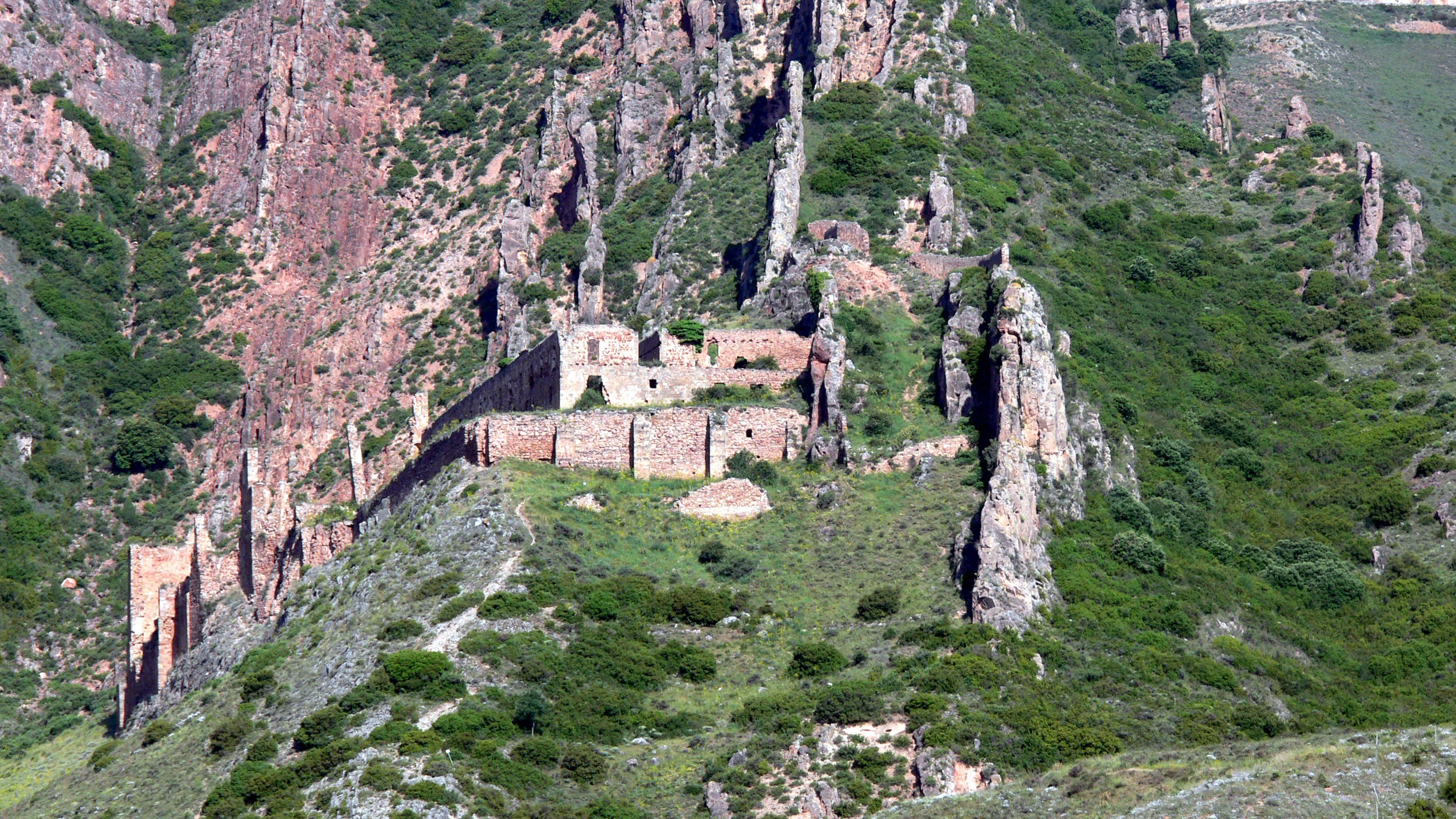 ancient ruins on a mountainside