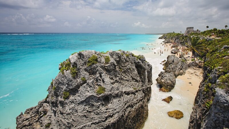 Ancient Ruins on Beach — Blue, Serene, Afternoon
