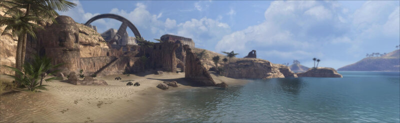 Ancient Ruins on Beach — Blue