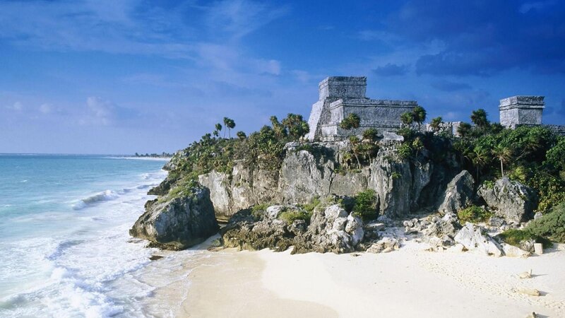 Ancient Ruins on Cliff — Blue, Serene, Afternoon