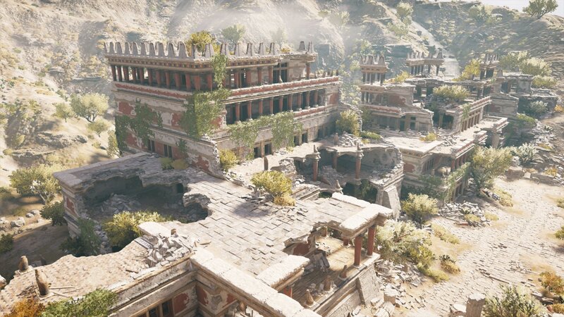 Ancient Ruins on Hillside — Brown