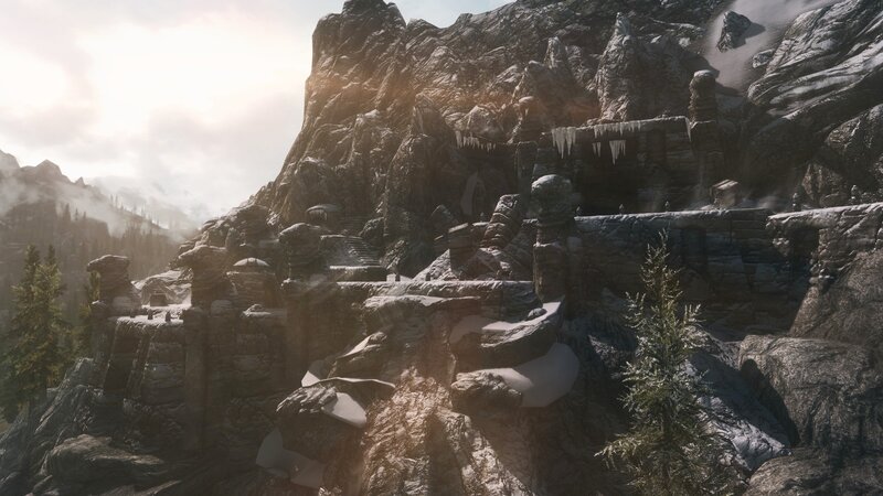 Ancient Ruins on Mountain — Gray