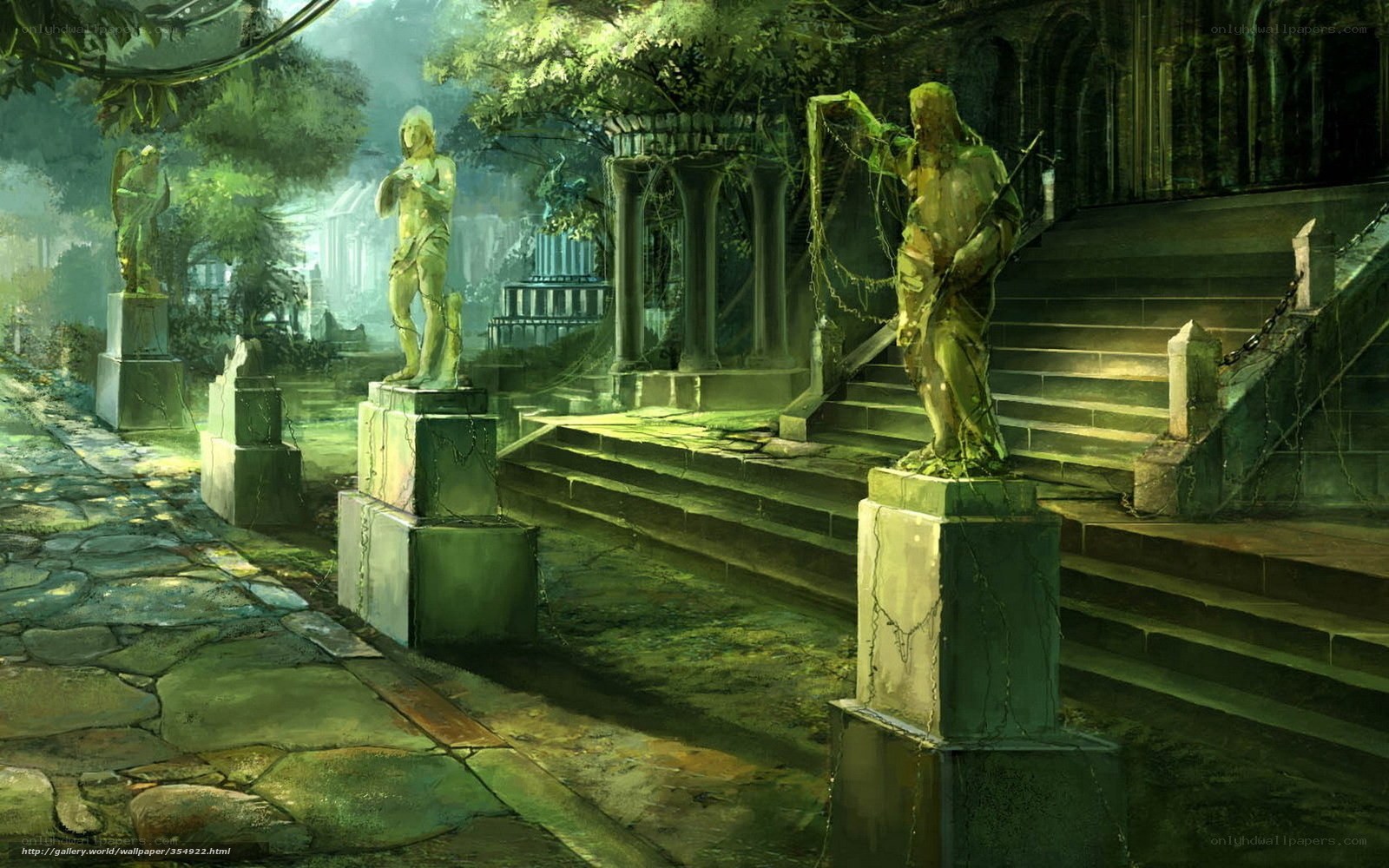 ancient ruins overgrown with vines