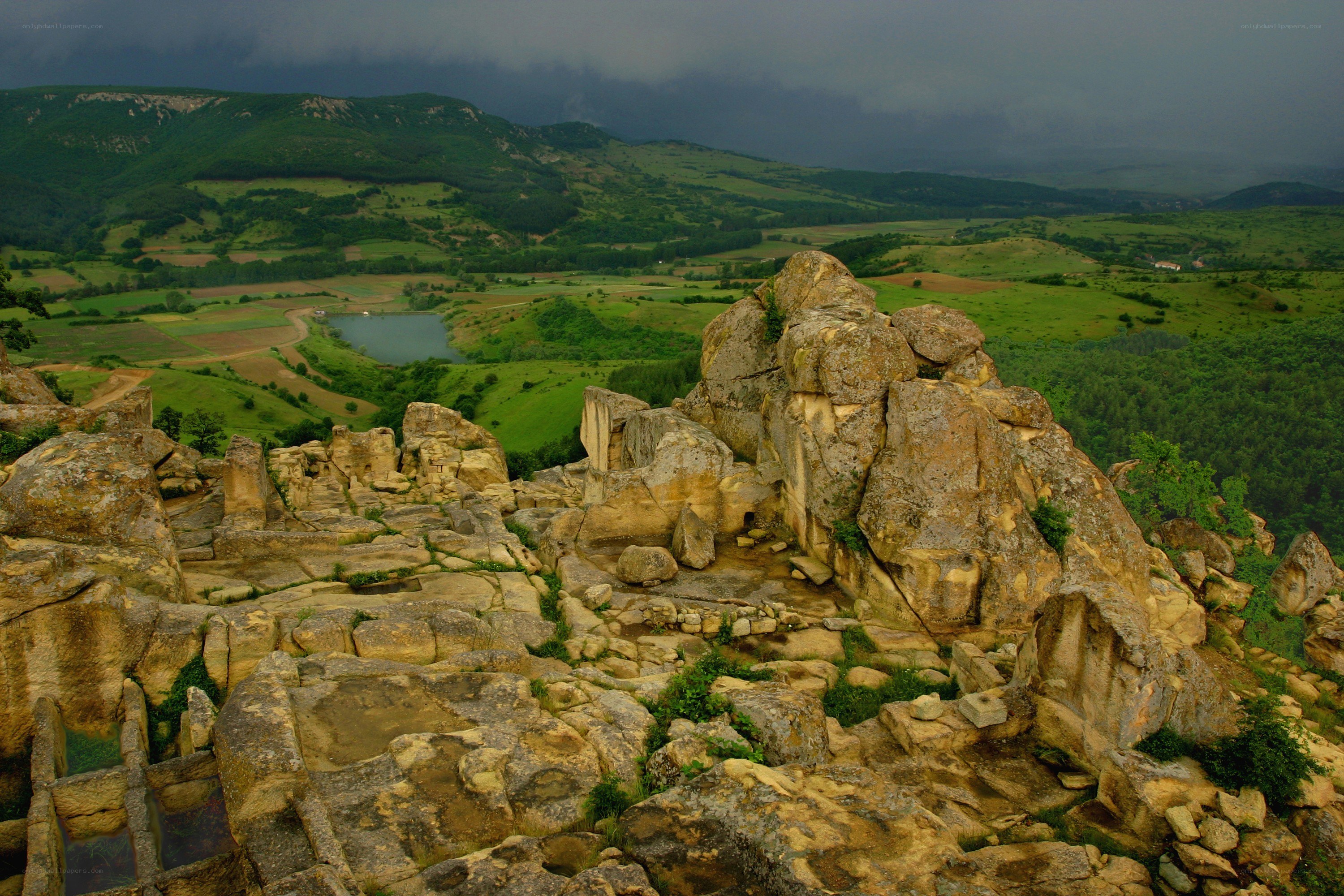 Ancient ruins overlooking a valley