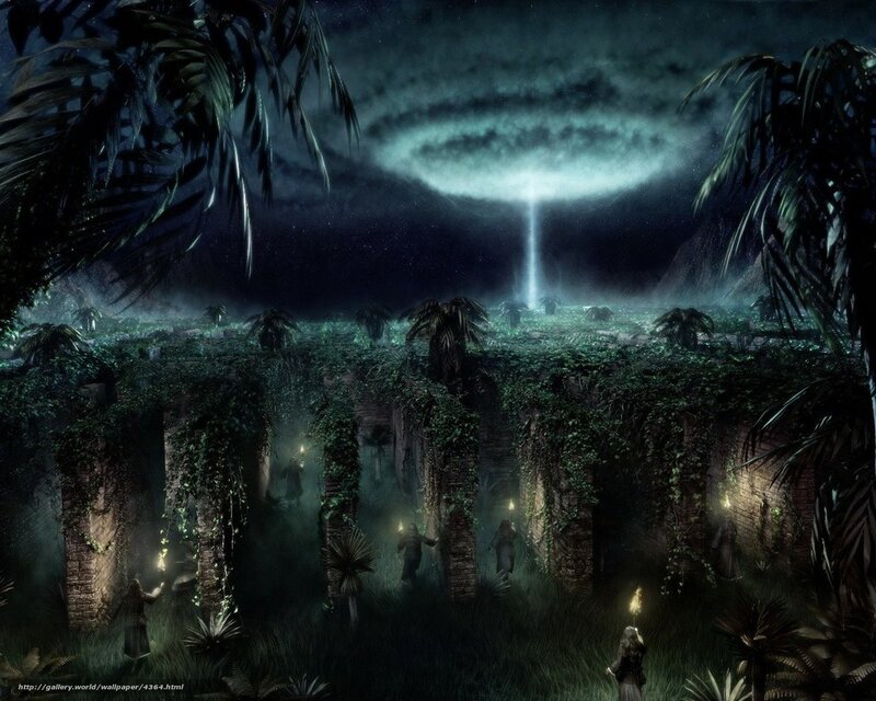 ancient ruins under alien light