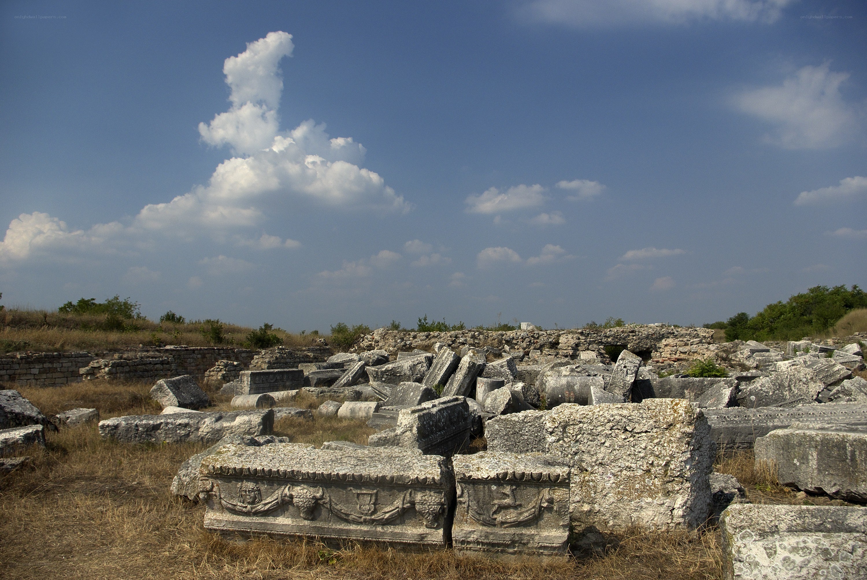 ancient ruins under blue sky
