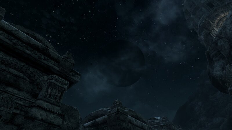 Ancient Ruins under Night Sky