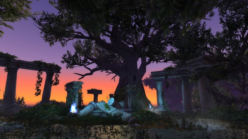 Ancient Ruins under Tree