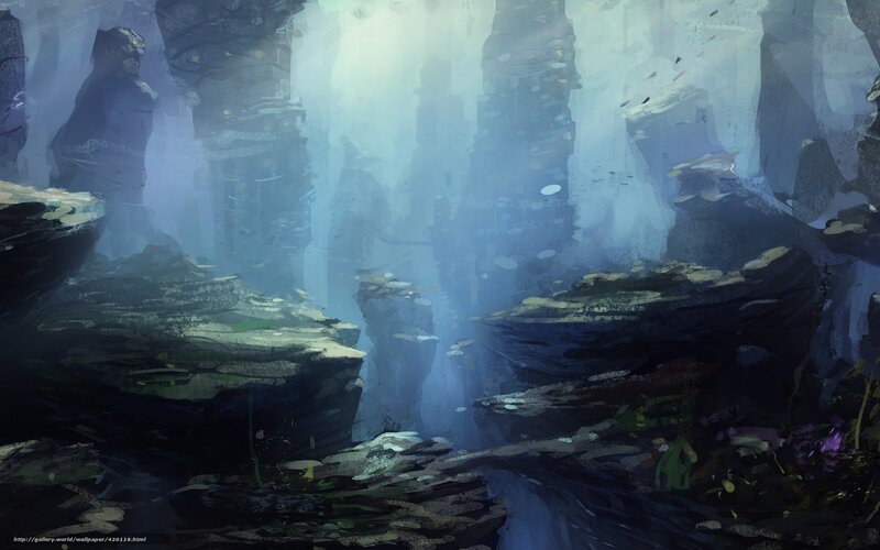 Ancient Ruins Underwater — Blue, Mysterious