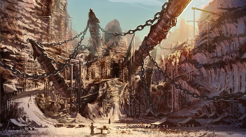 Ancient Ruins with Chains — Brown