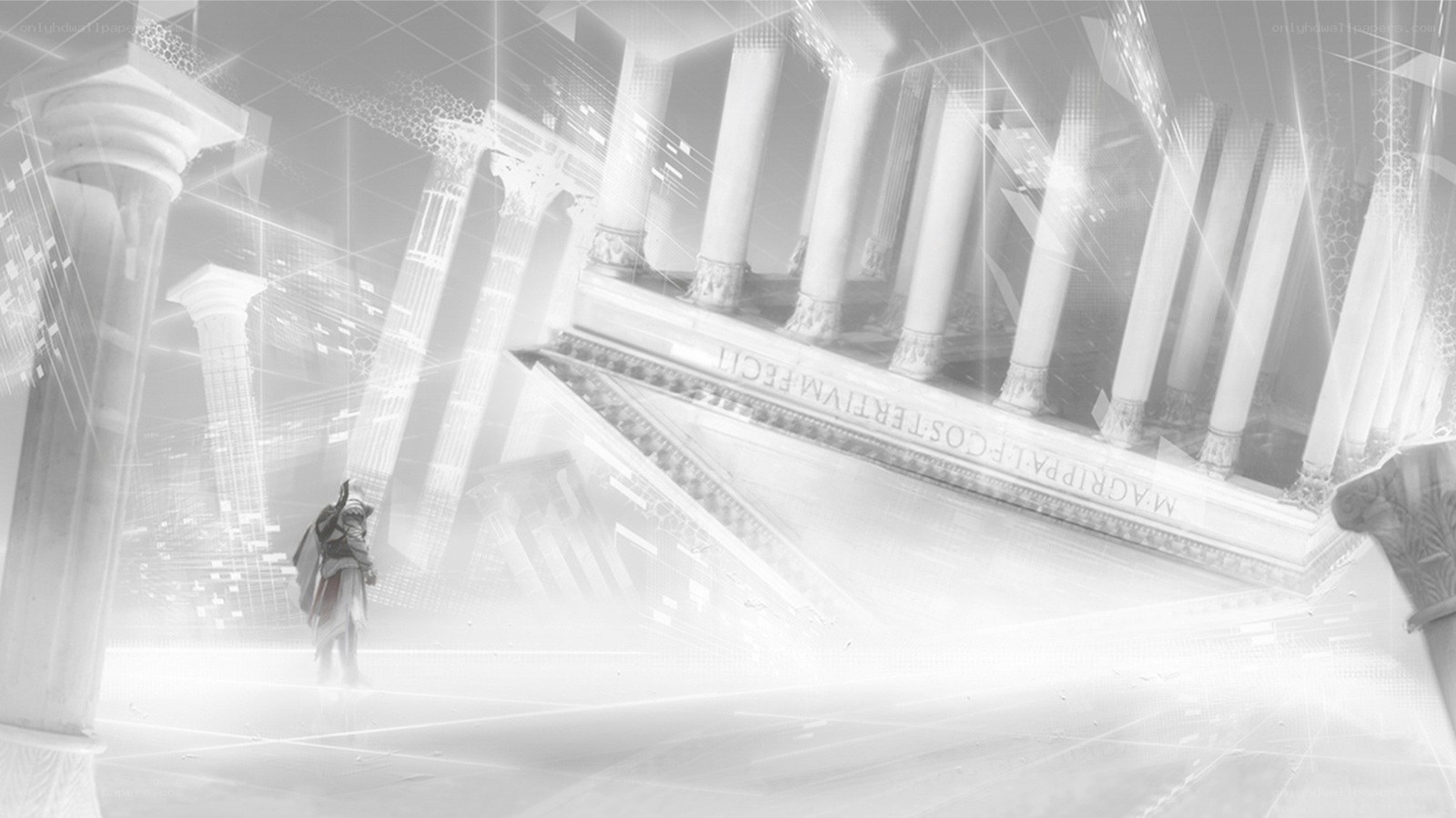 ancient ruins with digital overlay