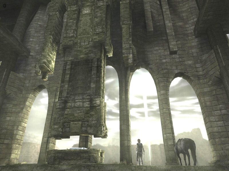 ancient ruins with horse