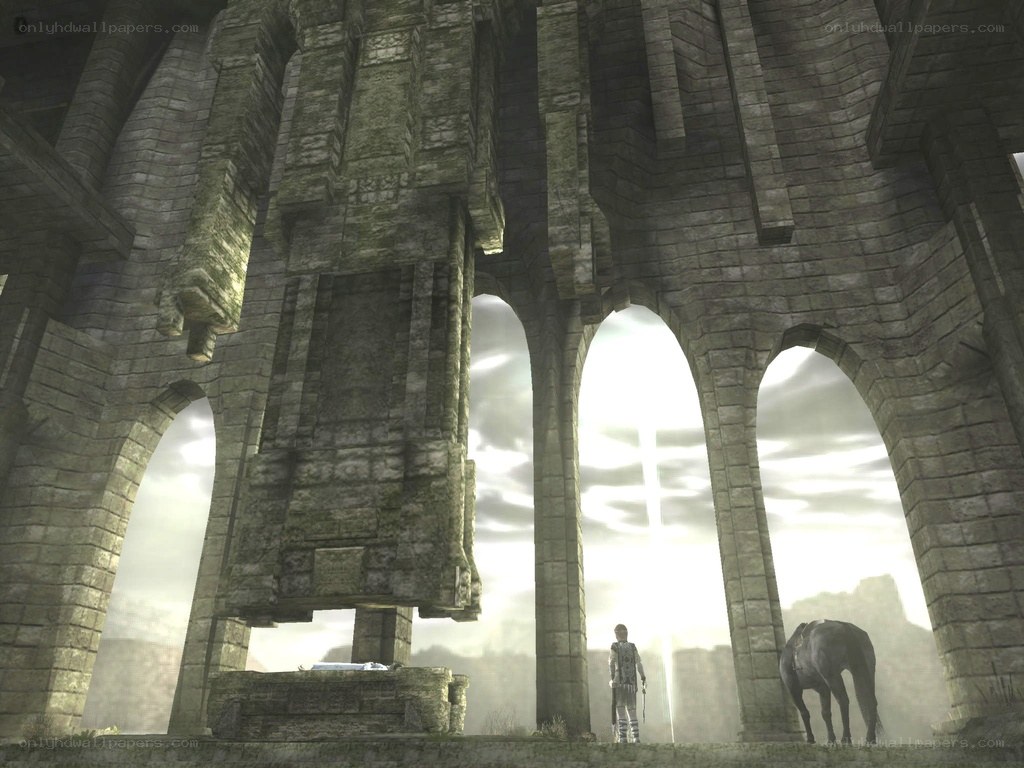 ancient ruins with horse