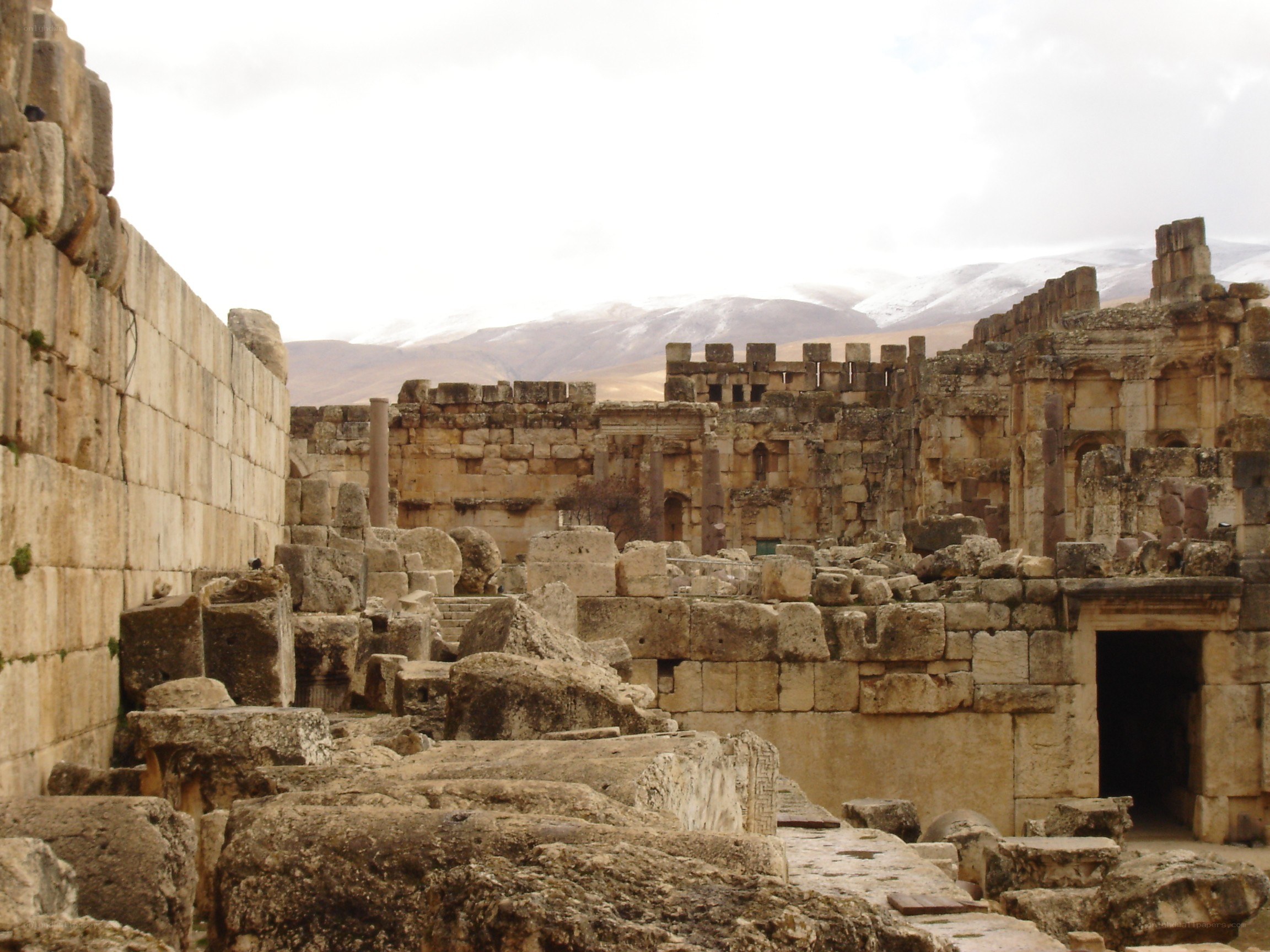 ancient ruins with mountains