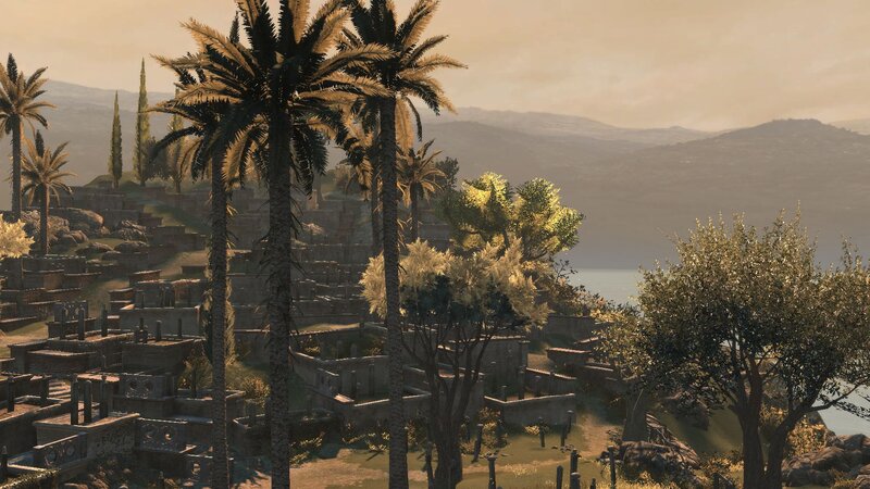 Ancient Ruins with Palm Trees — Brown