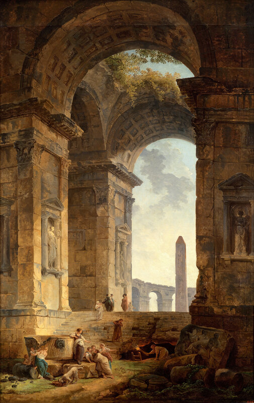 Ancient Ruins with People — Brown