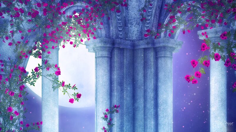 Ancient Ruins with Roses