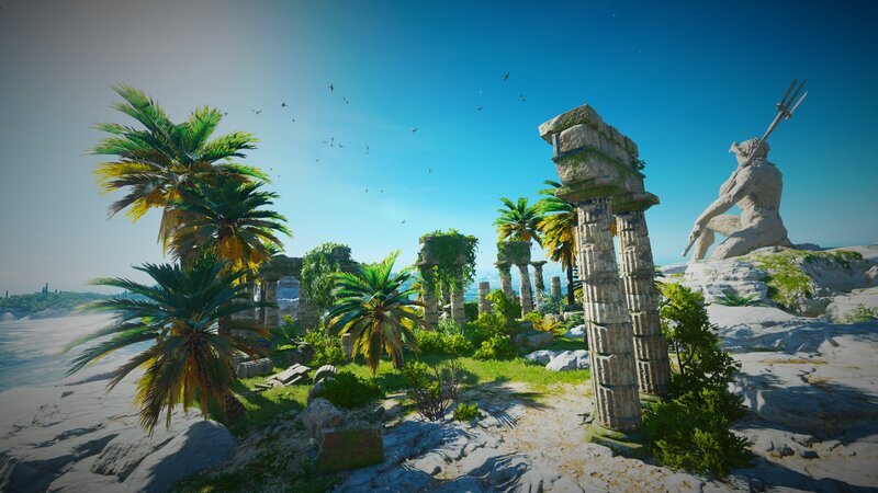 Ancient Ruins with Statue — Blue