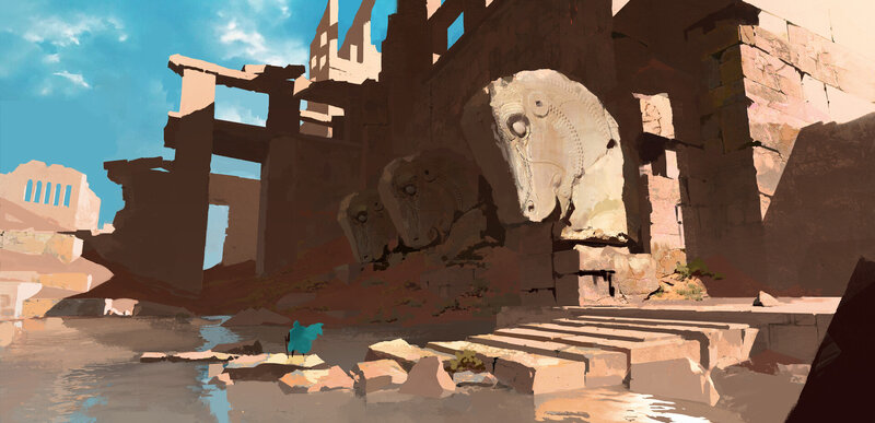 Ancient Ruins with Statues