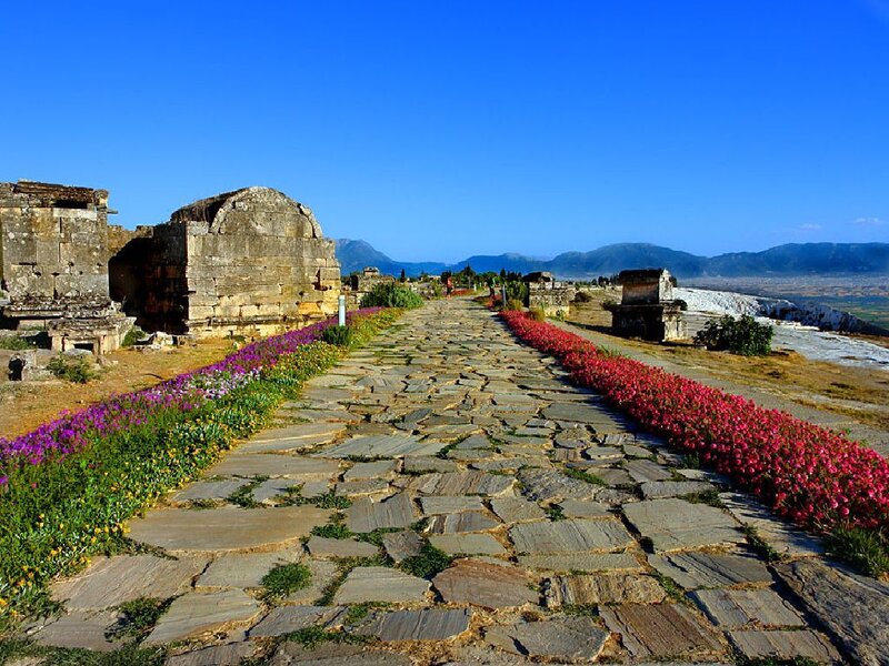 ancient ruins with stone path