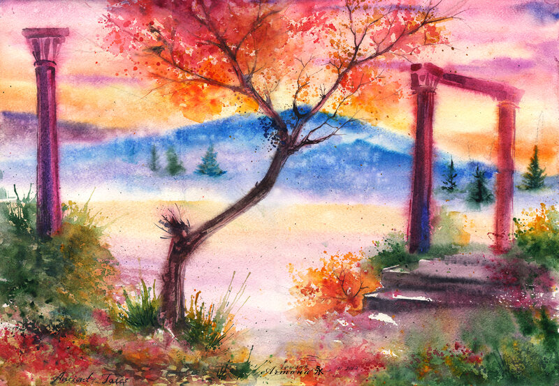 Ancient Ruins with Tree