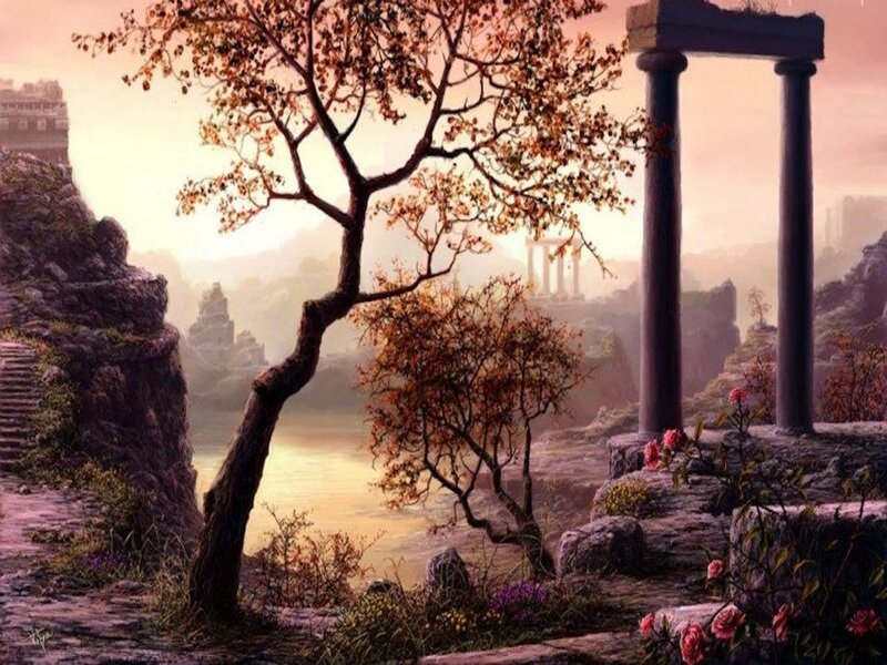 Ancient Ruins with Trees