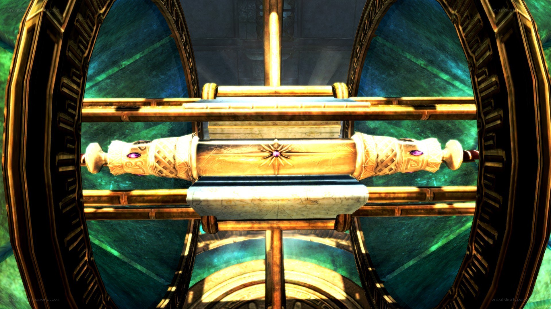 ancient scroll in a mechanical device