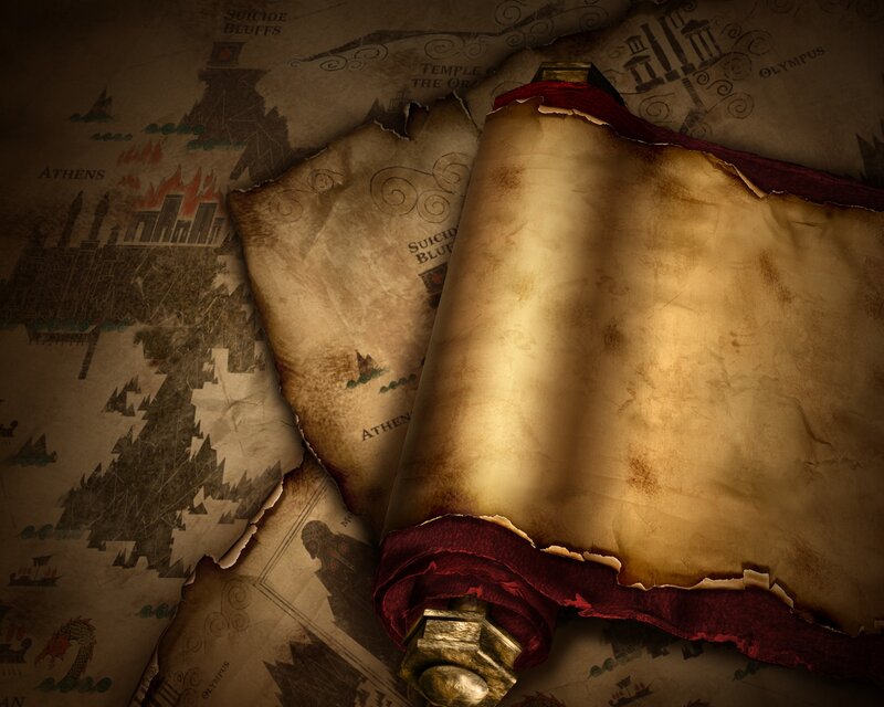 Ancient Scroll on Map